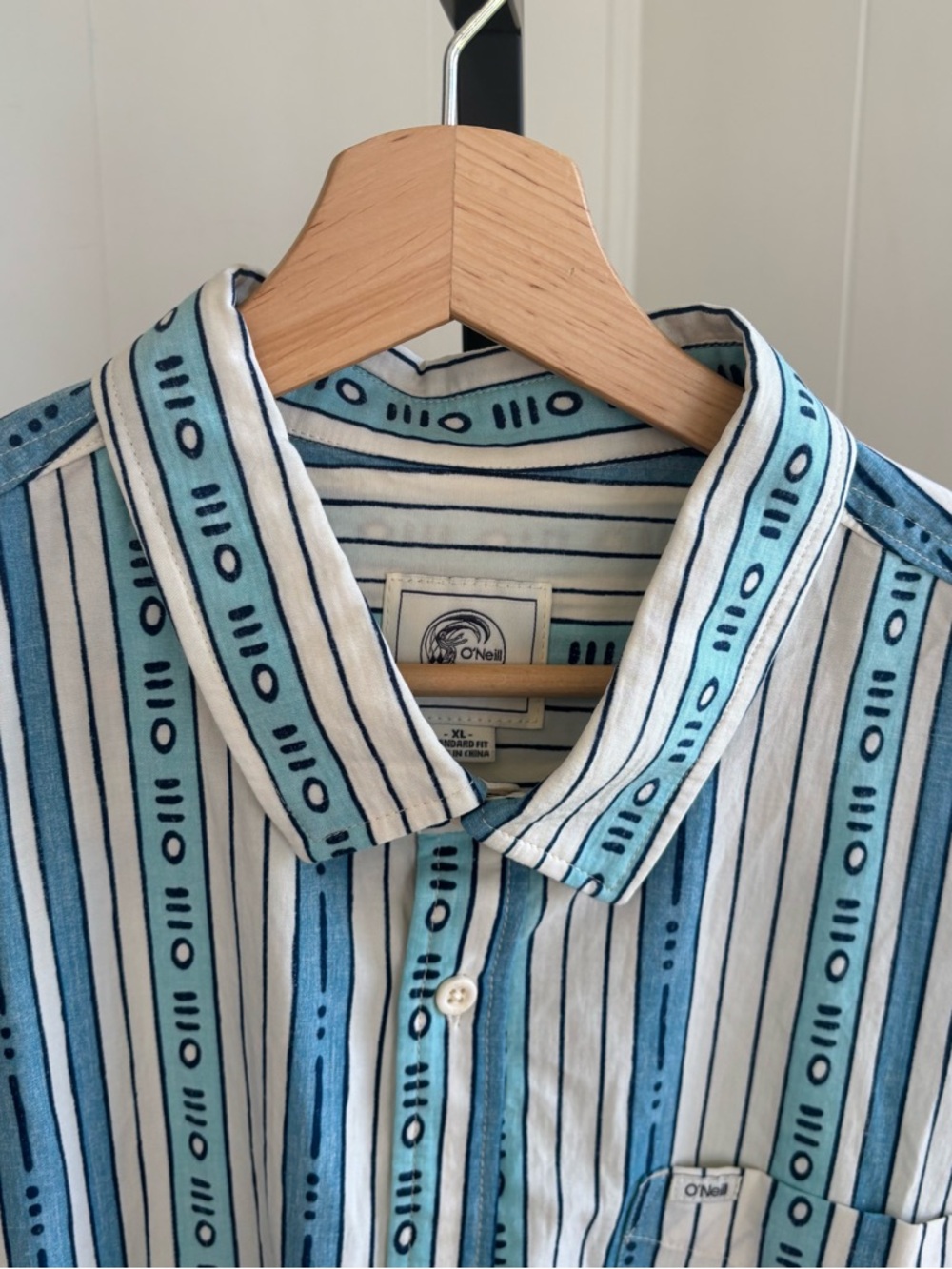 O’Neill NWT Blue Oasis Eco Stripe Hawaiian Organic Cotton Blend SS Shirt Mens XL